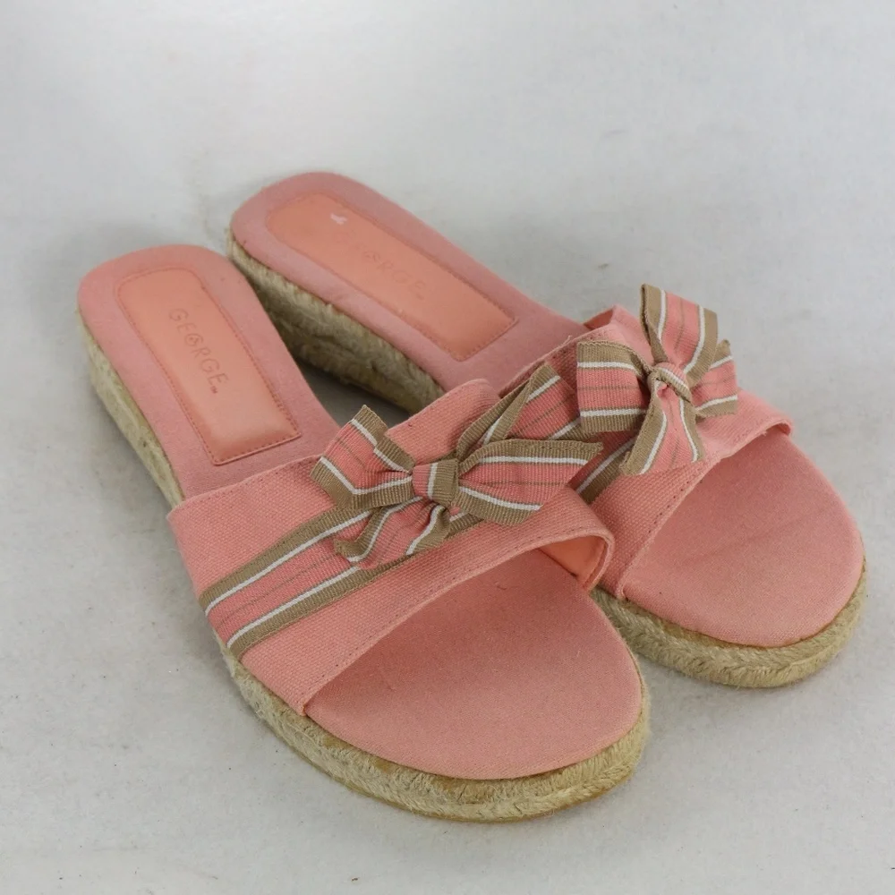 GEORGE Portofino Pink Bow Front Espadrilles Sz 8.5 US Women - Picture 1 of 8